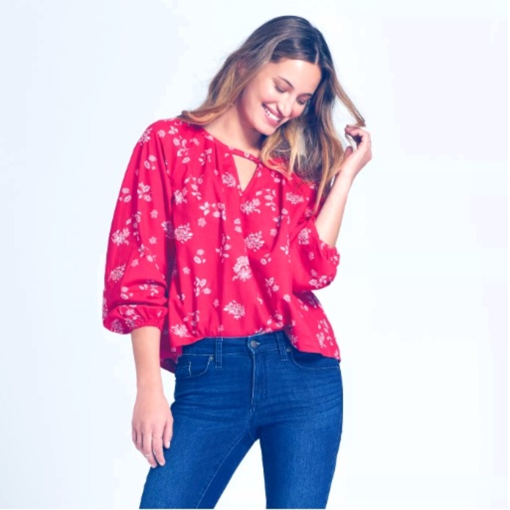 Universal Thread Women Red Floral Boho Peasant Long sleeve Blouse NWT You Choose